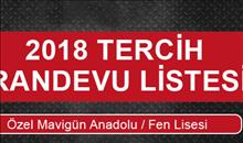 2018 TERCİH İÇİN RANDEVU LİSTESİ